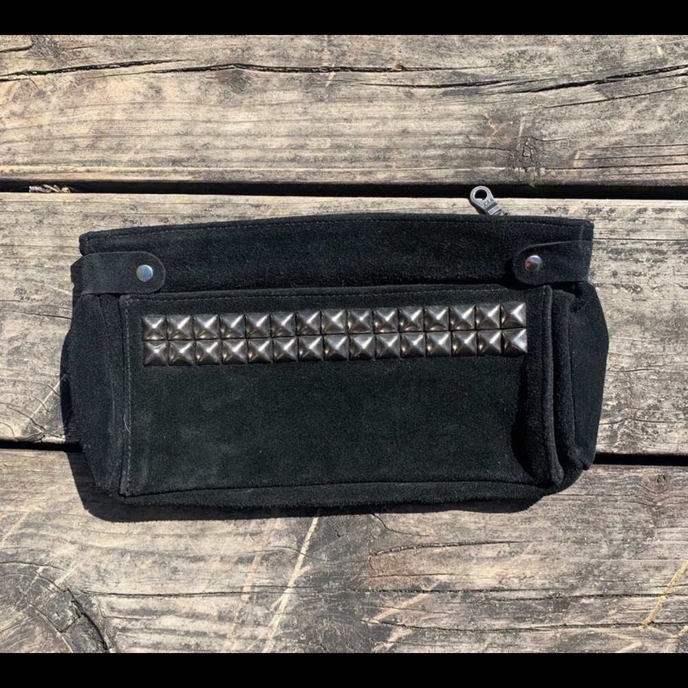 Tylie Malibu Studed Suede Black Clutch